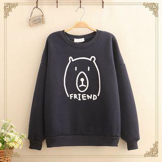Round-neck Bear Print Pullover