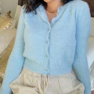 Furry Cardigan Light Blue - One Size