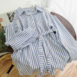 Cold-shoulder Belted Shirt