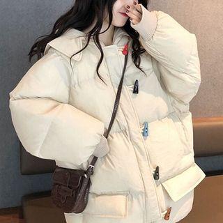 Plain Single-breasted Zip Long-sleeve Hooded Coat