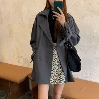Belted Cuff Double-buttoned Plain Parka