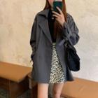 Belted Cuff Double-buttoned Plain Parka