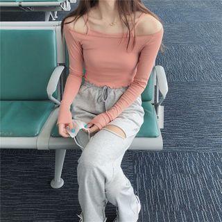 Set: Camisole + Plain Long-sleeve T-shirt As Shown In Figure - One Size