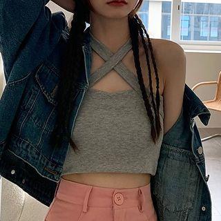 Cross-strap Off-shoulder Cropped Top