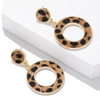 Leopard Print Hoop Alloy Dangle Earring