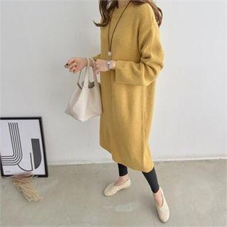 Crew-neck Wool Blend Midi Sweater Dress
