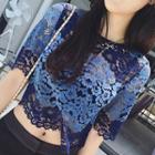 Lace Cropped Short-sleeve Top