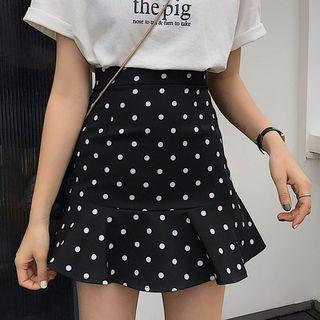 Dot Ruched Mermaid Skirt