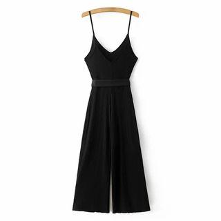 Tie-waist Knit Jumpsuit