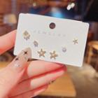 Set Of 6: Rhinestone Alloy Earring (various Designs) Set Of 6 - Gold - One Size