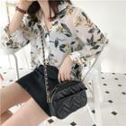 Floral Long-sleeve Loose-fit Blouse As Figure - One Size