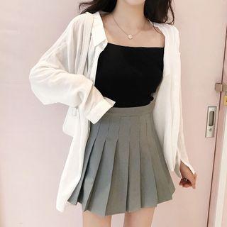 Pleated Skirt / Spaghetti Strap Top / Shirt