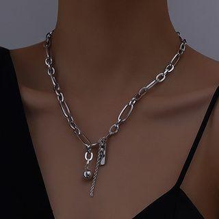 Buckle Clavicle Necklace Silver - One Size