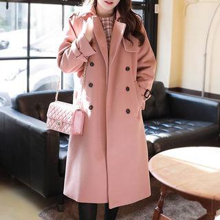 Epaulette Double-breasted Belted Long Coat