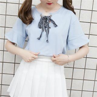 Lace Up Front Short Sleeve Top
