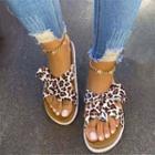 Leopard Print Faux Leather Slide Sandals