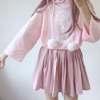 Long-sleeve Printed Hooded T-shirt