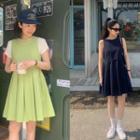 High-waist Pleat Minidress