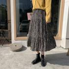 Brushed Fleece-lined Floral A-line Skirt