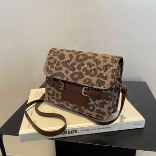 Leopard Print Crossbody Bag Coffee - One Size