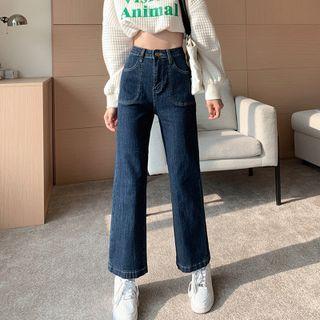 Mid Waist Crop Wide Leg Jeans