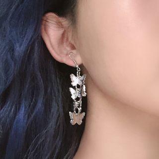 Alloy Butterfly Dangle Earring 1 Pair - D75a - Hook Earring - One Size