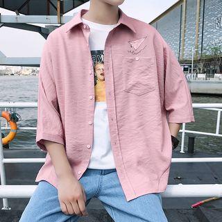 Short-sleeve Printed Oversized Shirt