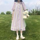 Color-block Striped Ruffle Oversize A-line Dress