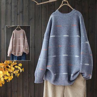 Patterned Sweater Dark Pink - One Size