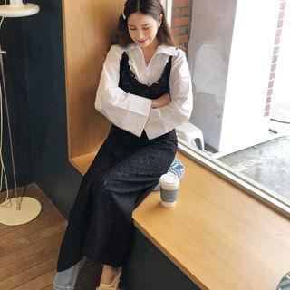 Frill-trim Laced Pinafore Dress