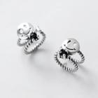 925 Sterling Silver Smiley Cuff Earring S925 Sterling Silver - 1 Pair - Silver - One Size