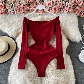 Off Shoulder Button Playsuit