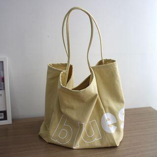 Plain Lettering Canvas Shoulder Bag