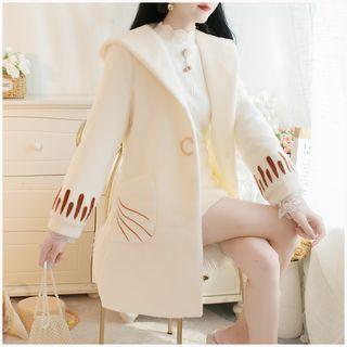 Applique Hooded Loose-fit Coat