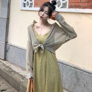 Floral Midi Spaghetti Strap Dress / Chiffon Blouse