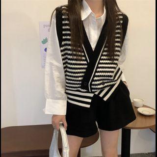 V-neck Oversized Stripe Vest