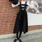 Ruffle Trim Midi A-line Overall Dress
