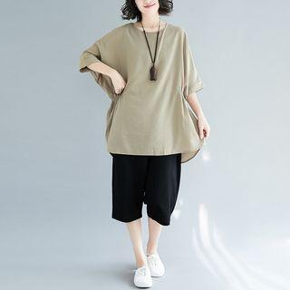 Pinstriped Elbow-sleeve Tunic