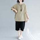 Pinstriped Elbow-sleeve Tunic