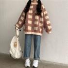 Plaid Faux Shearling Oversize Pullover