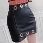 Perforated Faux-leather Mini Skirt