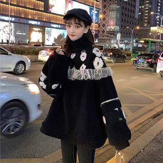 Flower Detail Pullover Black - One Size