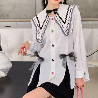 Wide Collar Bow Shirt