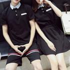 Couple Matching Color Panel Short Sleeve Polo Shirt / Short Sleeve Polo Shirtdress