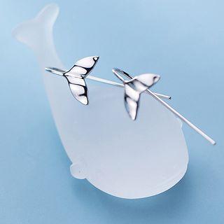 925 Sterling Silver Whale Tail Earring 1 Pair - S925 Silver - One Size