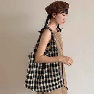 Plaid Tote Bag Gingham - Black & White - One Size