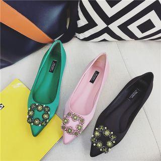 Embellished Buckle Pointed Flats