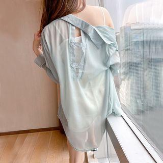Long-sleeve Chiffon Shirt / Camisole Top