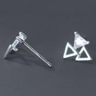Triangle Rhinestone Sterling Silver Earring 1 Pair - S925 Silver - Silver - One Size