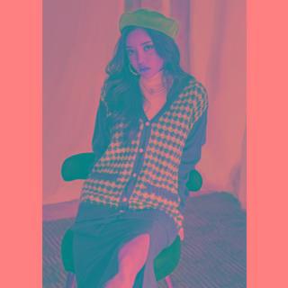 Faux-pearl Button Houndstooth Cardigan